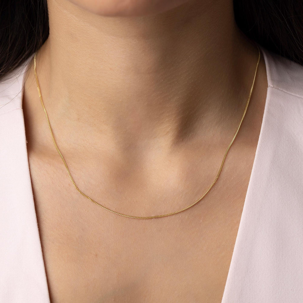 14K Solid Gold Thin Chain Necklace - Real Gold Dainty Chain