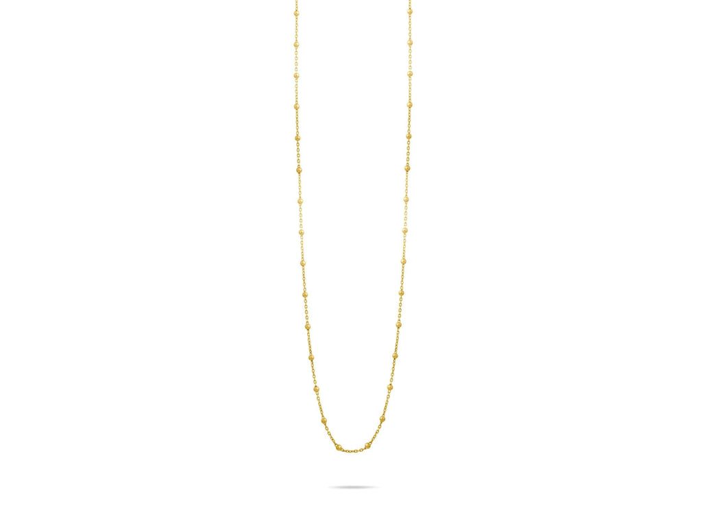 14K Solid Gold Bead Chain Necklace - Dainty Real Gold Satellite Necklace Gift for Her