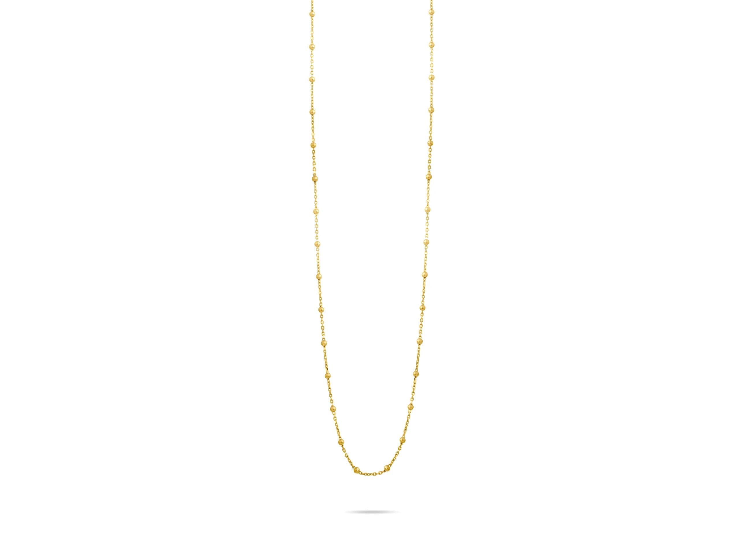 14K Solid Gold Bead Chain Necklace - Dainty Real Gold Satellite Necklace Gift for Her
