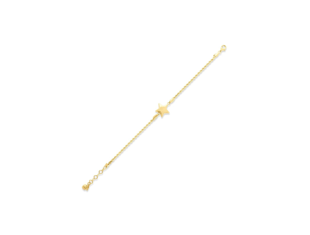 14K Solid Gold Star Bracelet - Dainty Real Gold Jewelry for Women