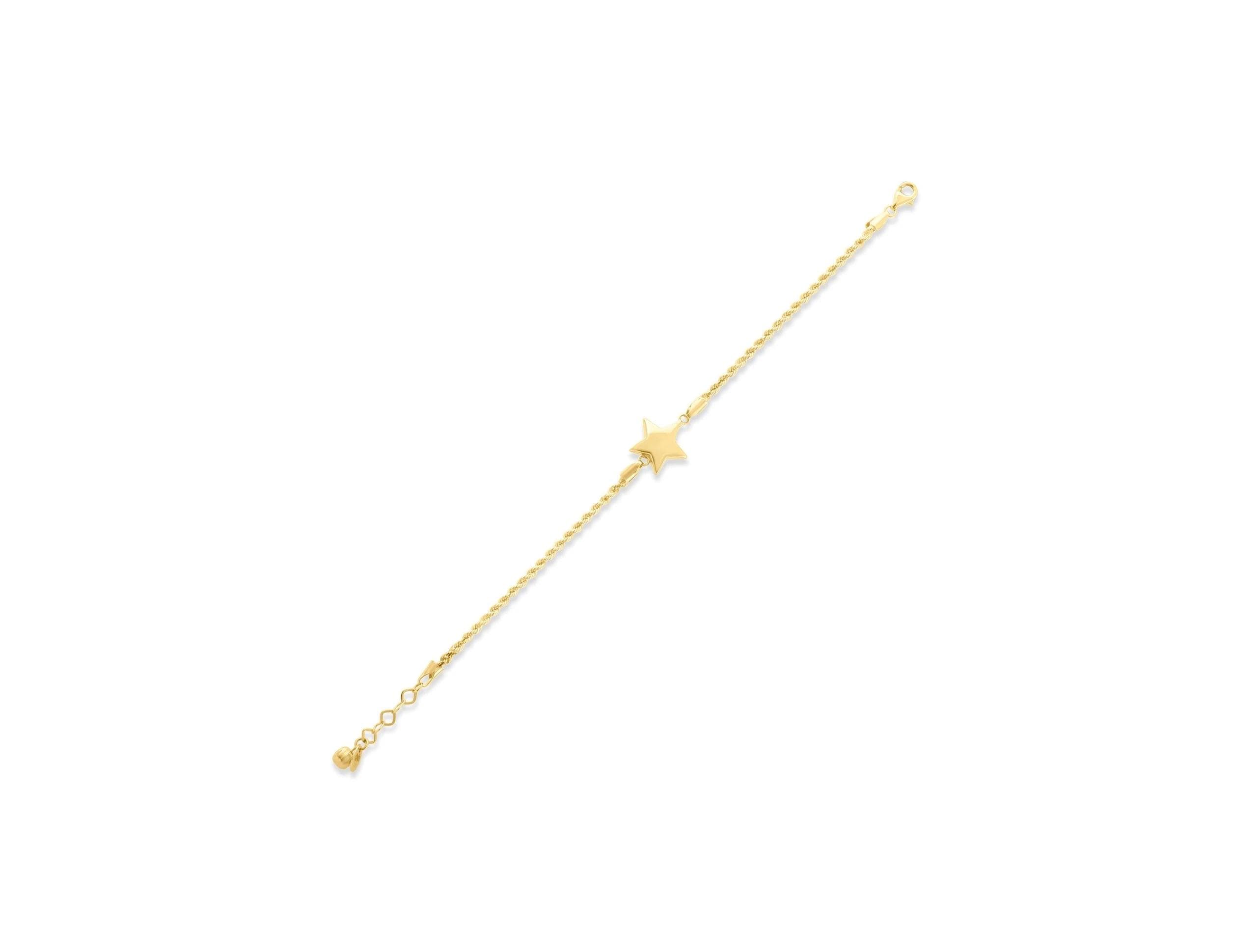 14K Solid Gold Star Bracelet - Dainty Real Gold Jewelry for Women