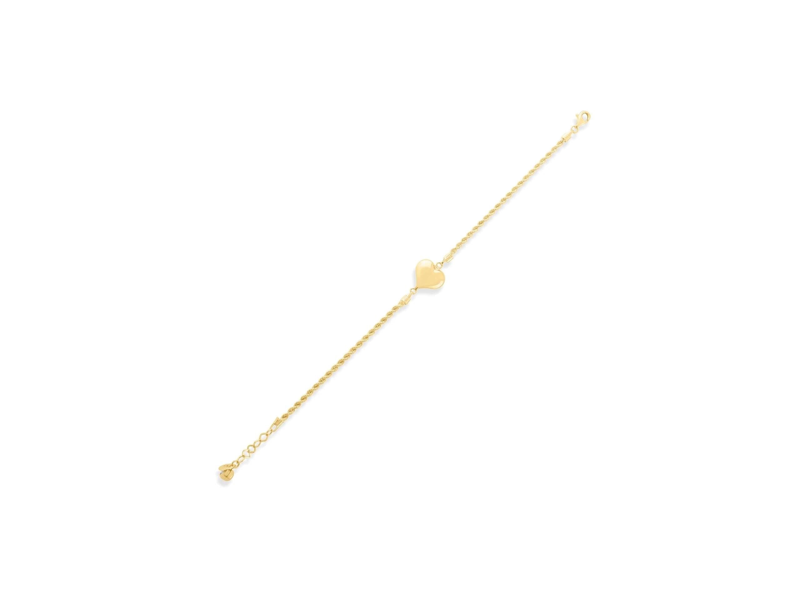 14K Solid Gold Heart Bracelet - Real Gold Dainty Chain Jewelry