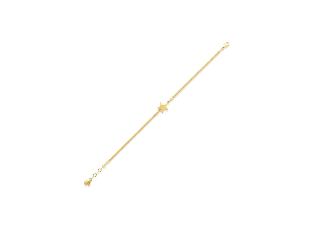 14K Solid Gold Star Bracelet - Real Gold Charm Jewelry