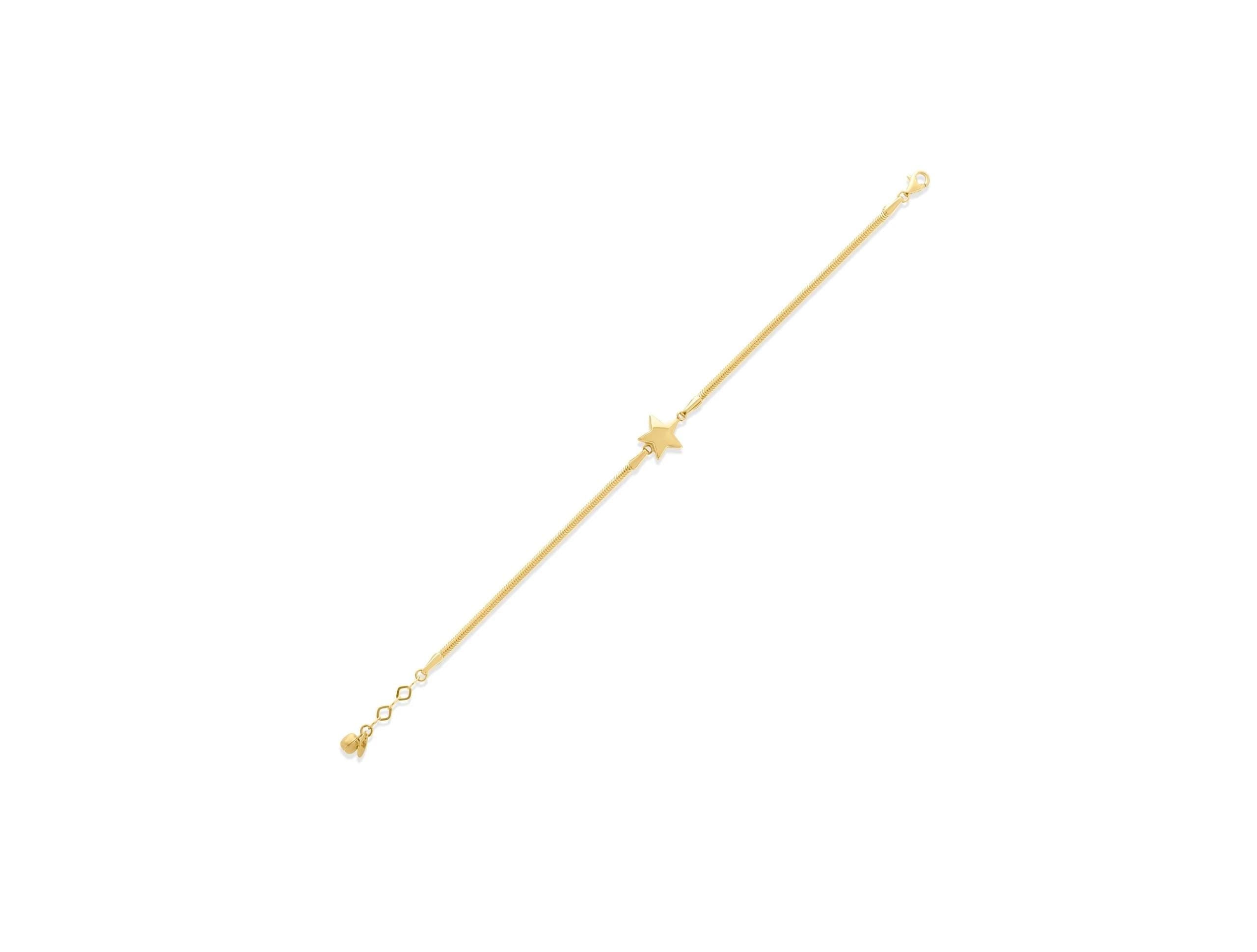 14K Solid Gold Star Bracelet - Real Gold Charm Jewelry