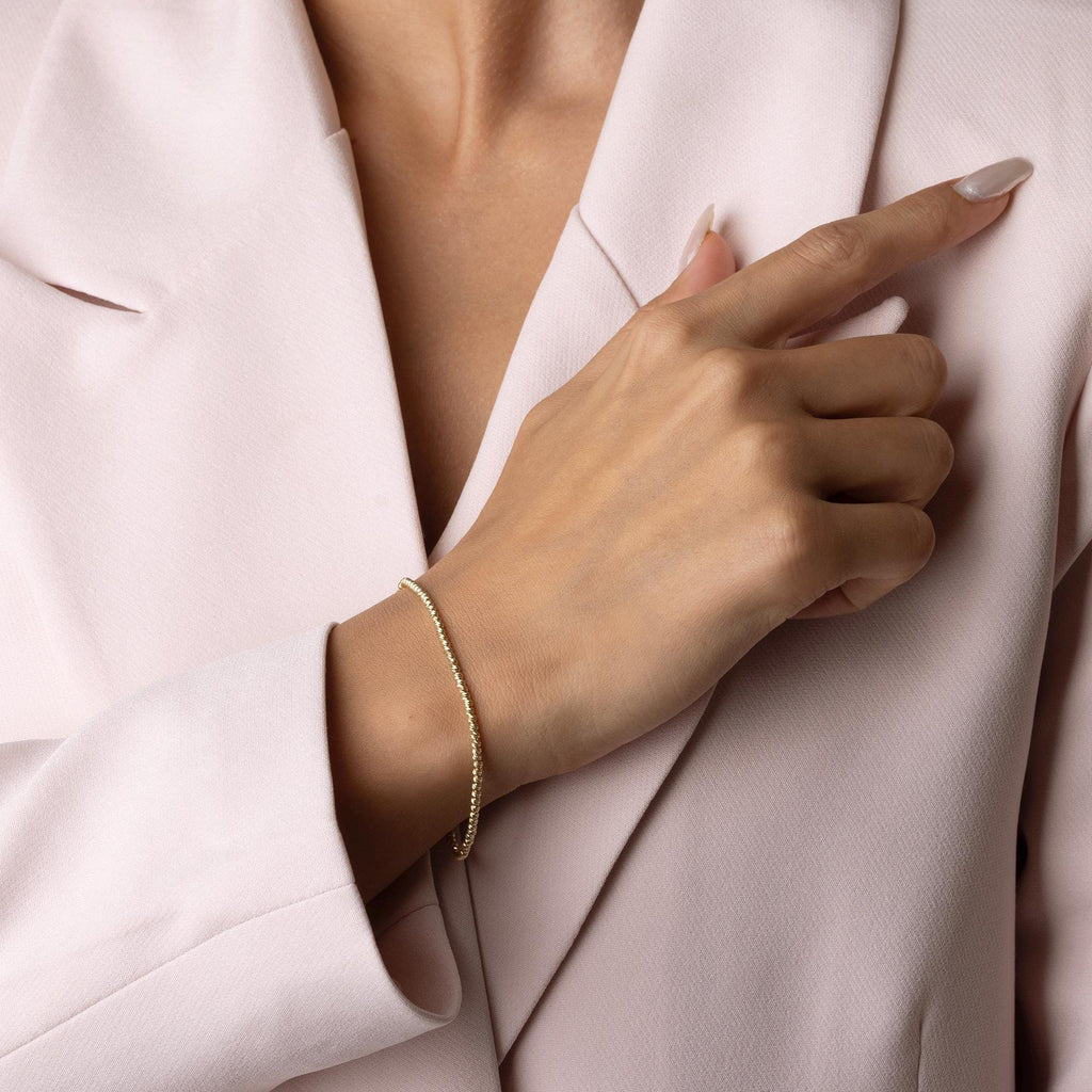 14K Solid Gold Minimal Chain Bracelet - Elegant Handmade Everyday Gift