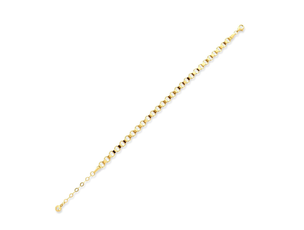 14K Solid Gold Box Chain Bracelet - Real Gold Minimalist Jewelry