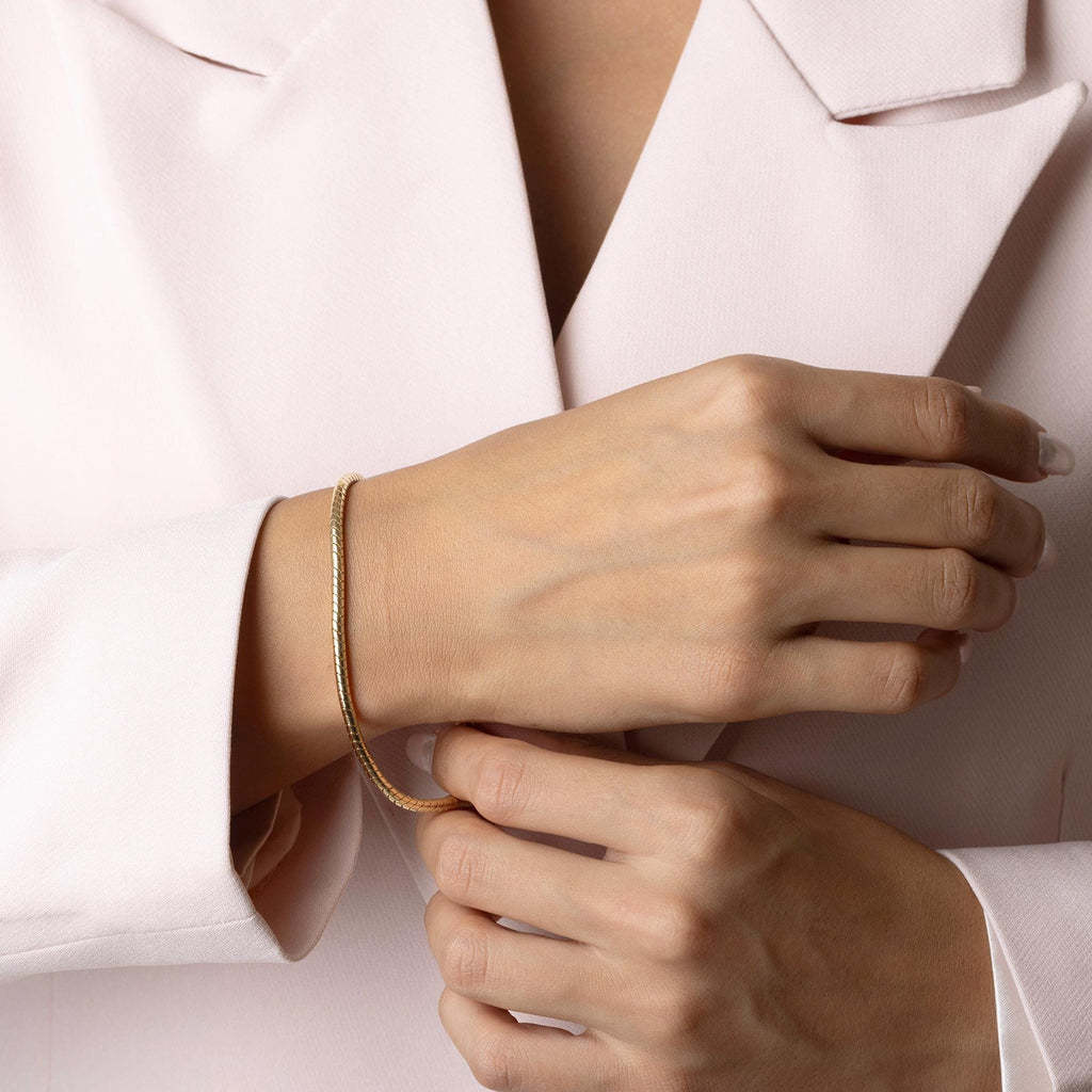 14K Solid Gold Box Chain Bracelet – Handmade Real Gold Square Link Jewelry