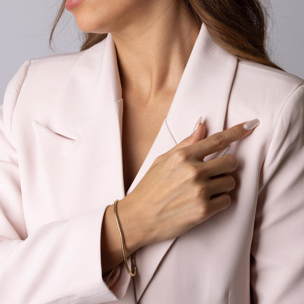 14K Solid Gold Box Chain Bracelet – Handmade Real Gold Square Link Jewelry