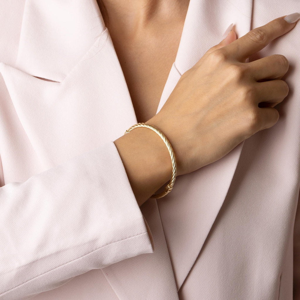 14K Solid Gold Rope Twist Bracelet – Real Gold Statement Jewelry