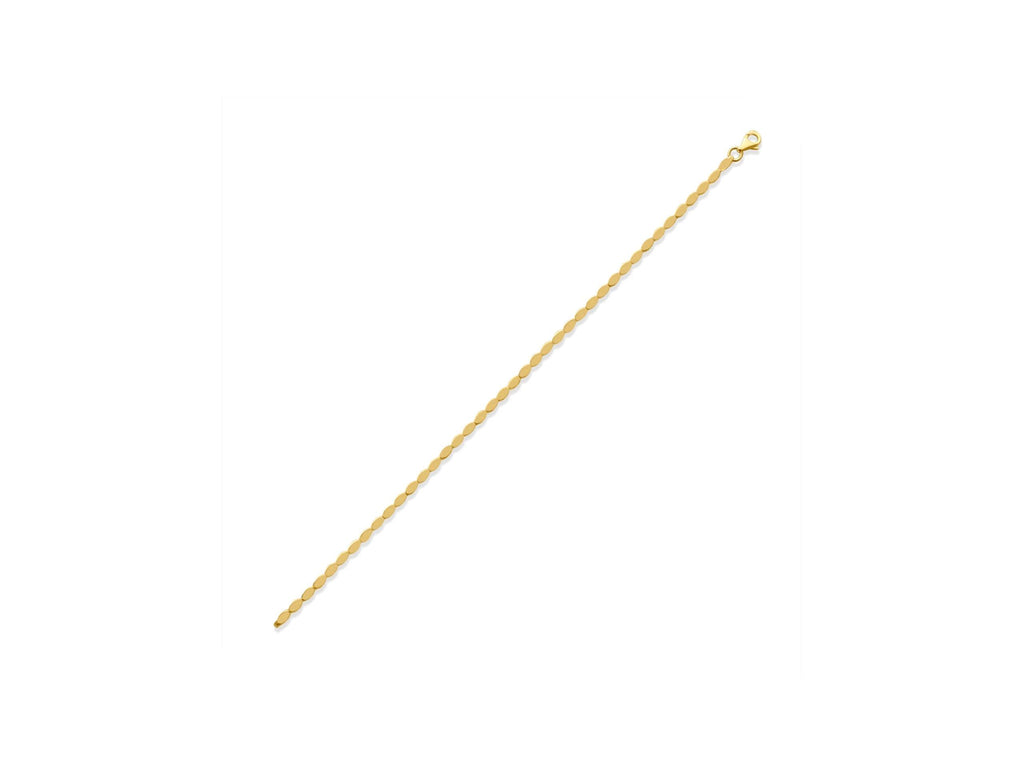 14K Solid Gold Beaded Bracelet - Dainty Minimalist Gold Chain
