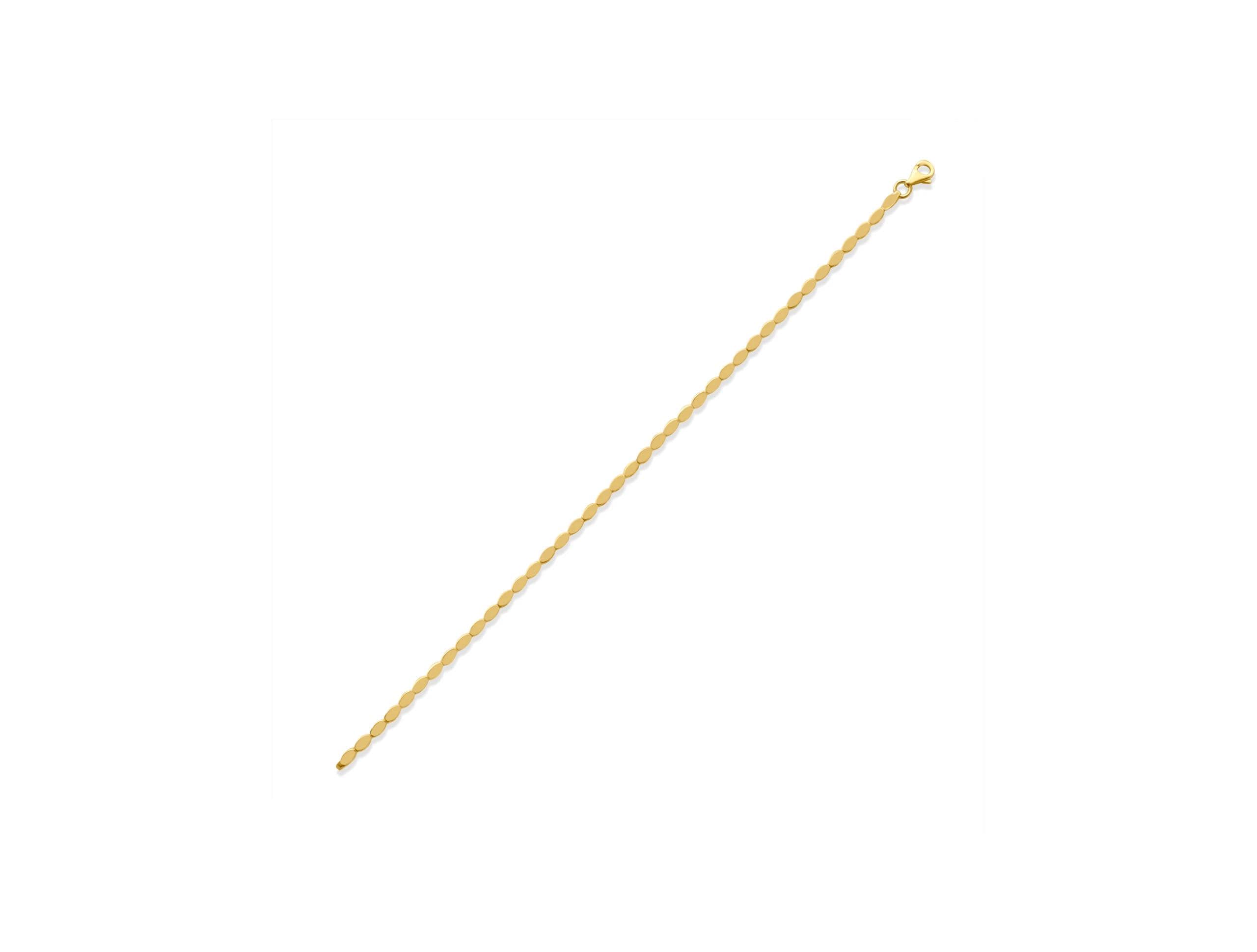 14K Solid Gold Beaded Bracelet - Dainty Minimalist Gold Chain