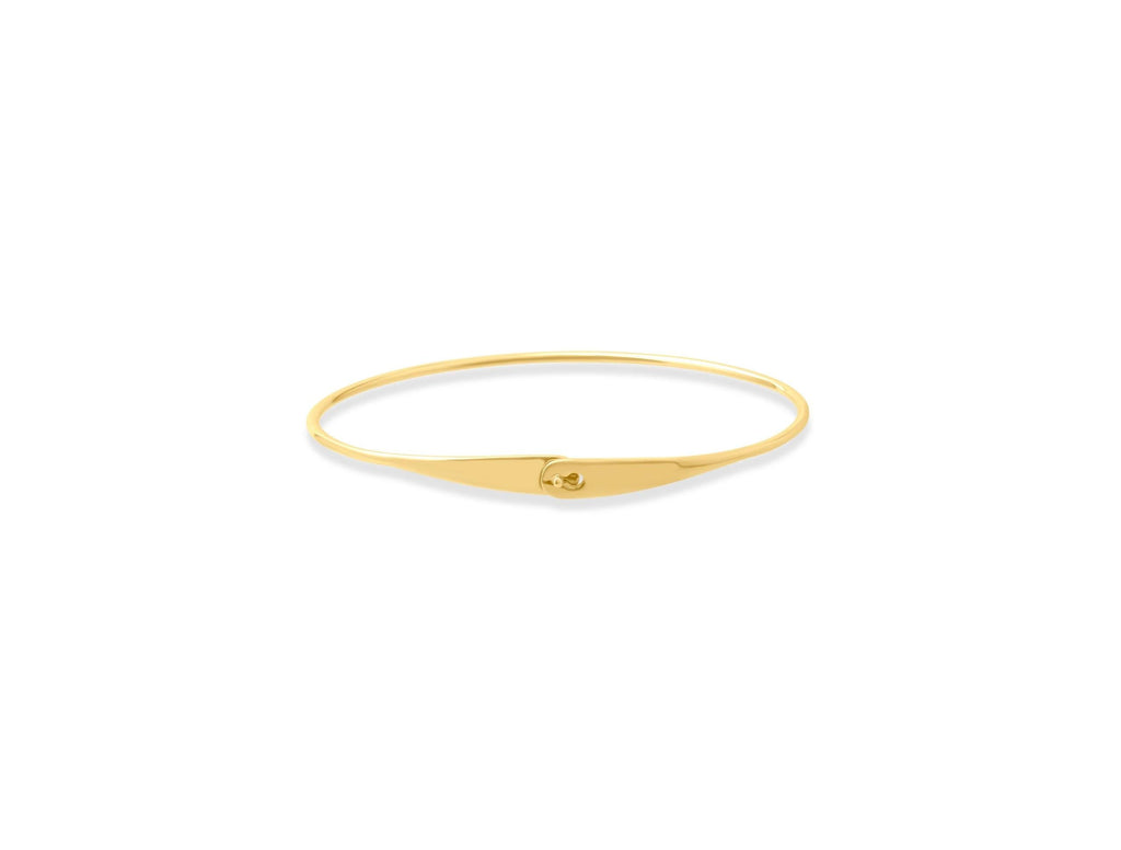 14K Solid Gold Bangle Bracelet –  Dainty Minimalist Gold Cuff