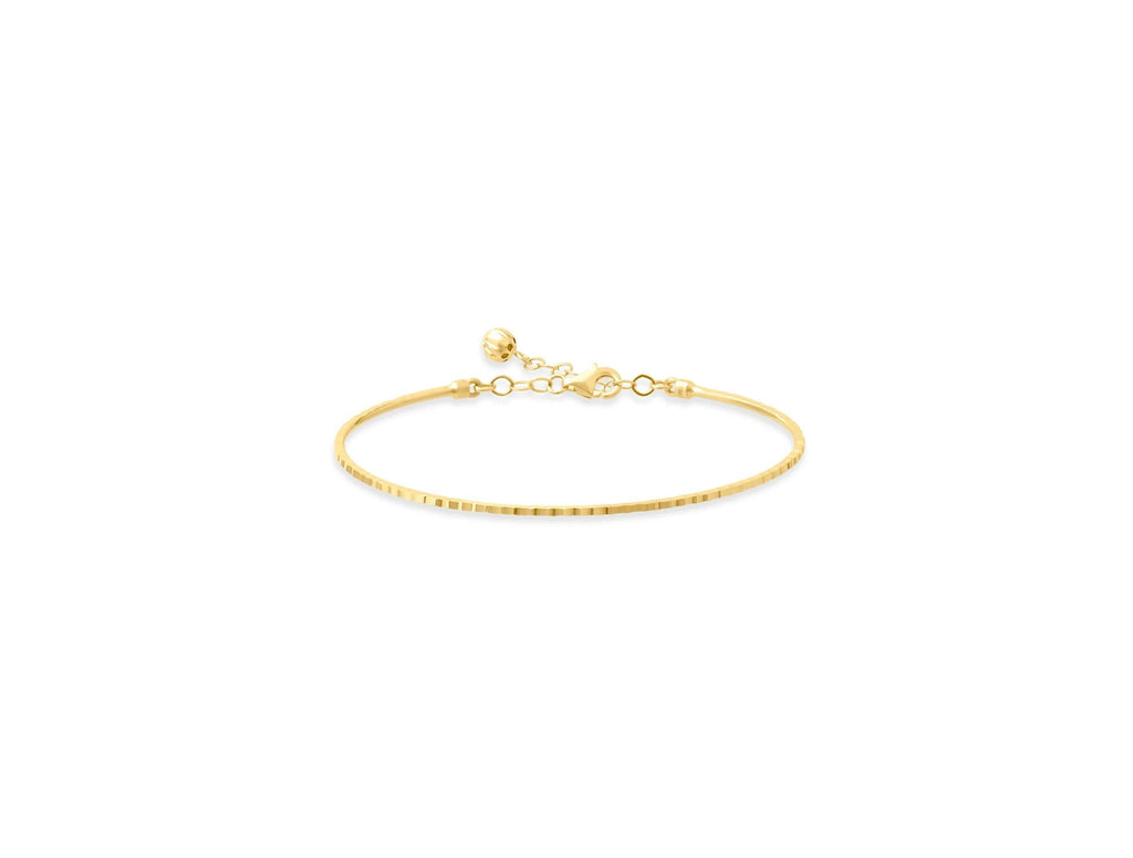 14K Solid Gold Thin Square Bracelet – 2mm Dainty Gold Bangle