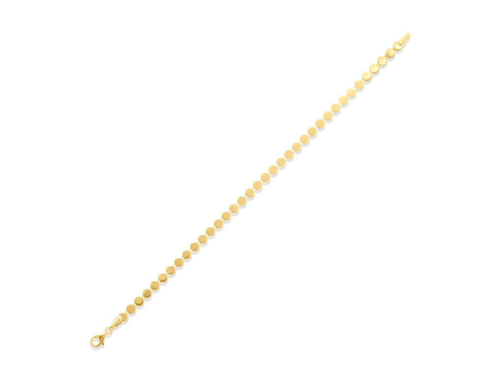 14K Solid Gold Disc Bracelet – Dainty Round Plate Design