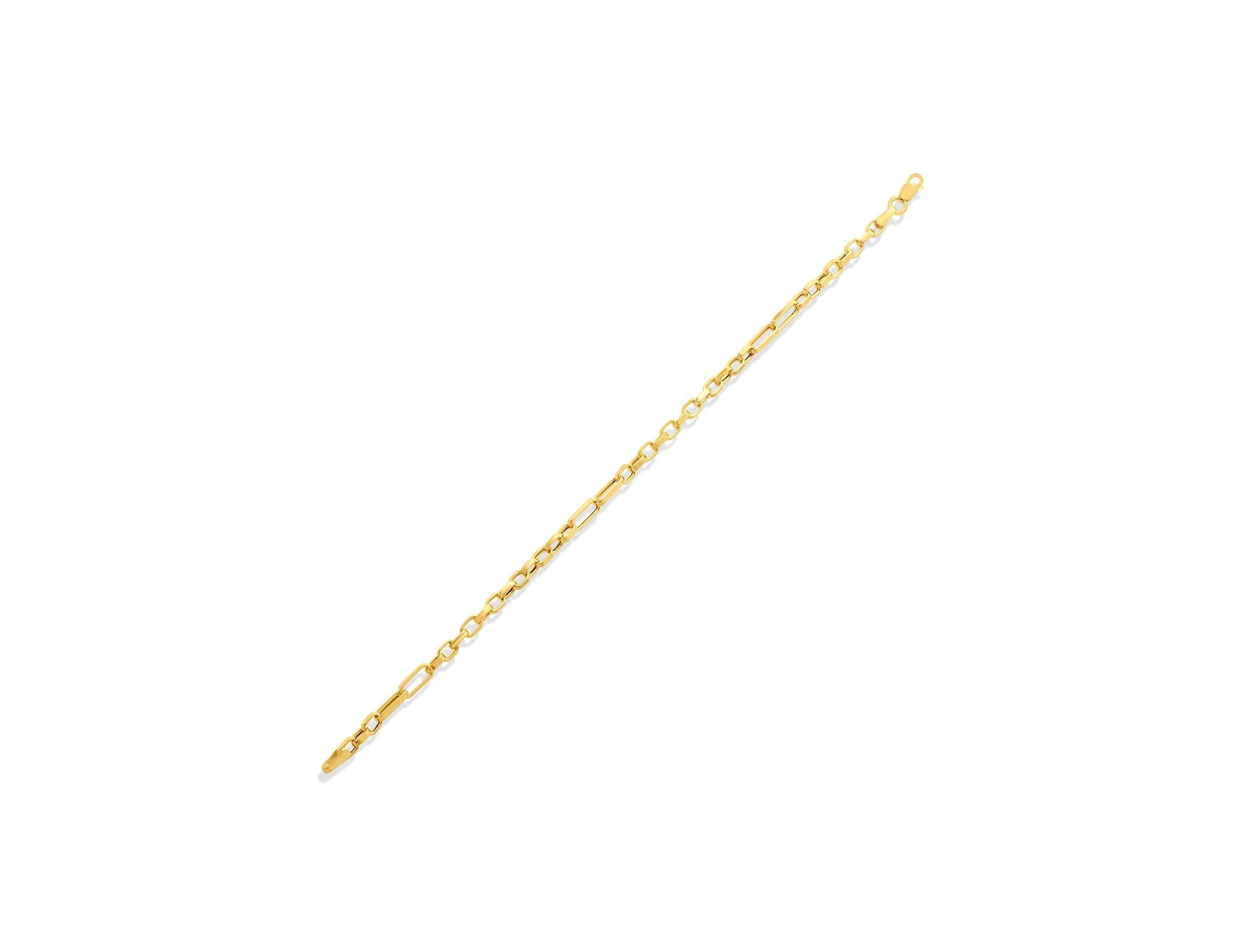 14K Solid Gold Paperclip Chain Bracelet, Minimalist Gold Link Bracelet, Real Gold Jewelry for Women, Fine Gold Gift