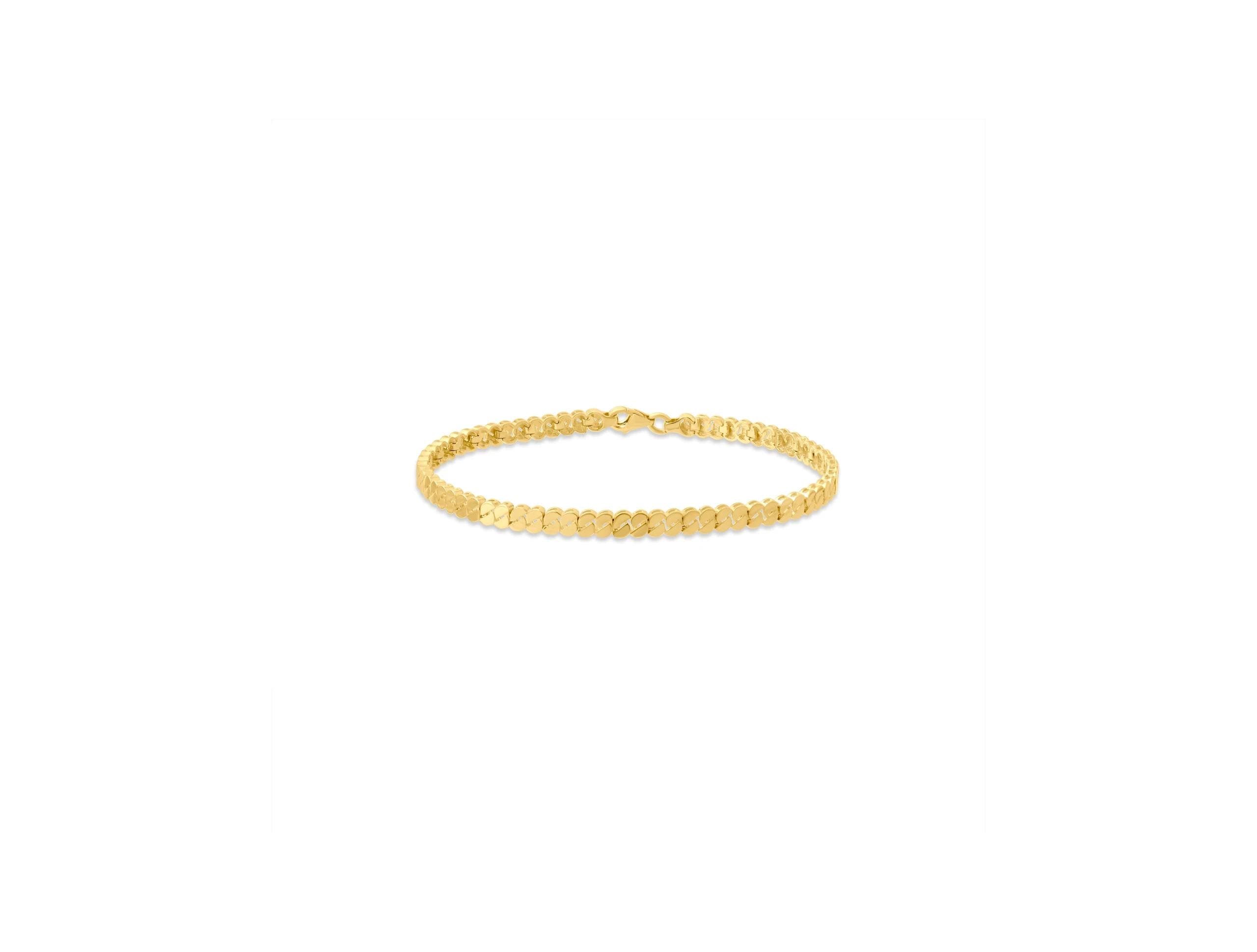 14K Solid Gold Figaro Chain Bracelet - Real Gold Link Chain
