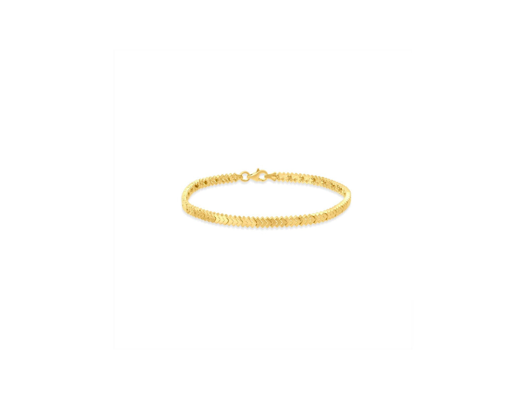 14K Solid Gold Herringbone Bracelet - Flat Gold Chain