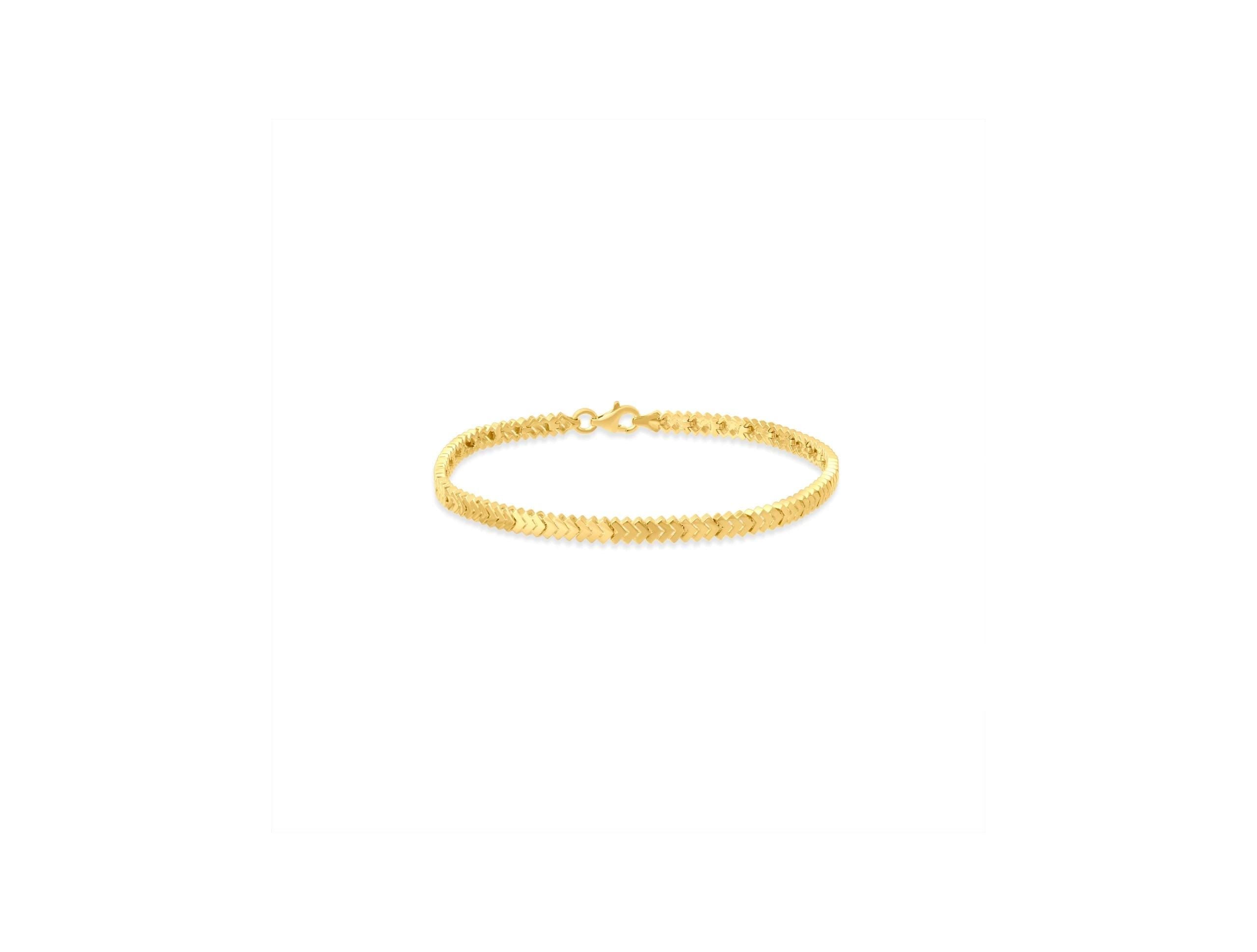 14K Solid Gold Herringbone Bracelet - Flat Gold Chain