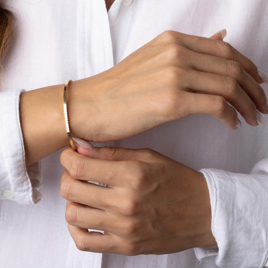 14K Solid Gold Square Link Bracelet – Dainty Real Gold Jewelry