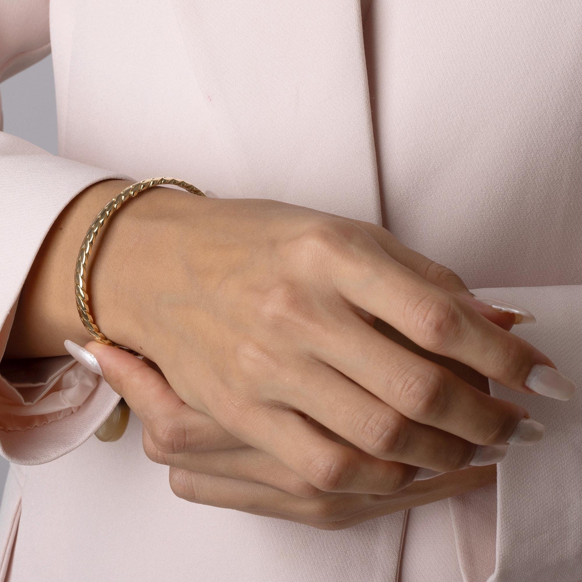 14K Solid Gold Flat Curb Bracelet – Bold Real Gold Jewelry for Women