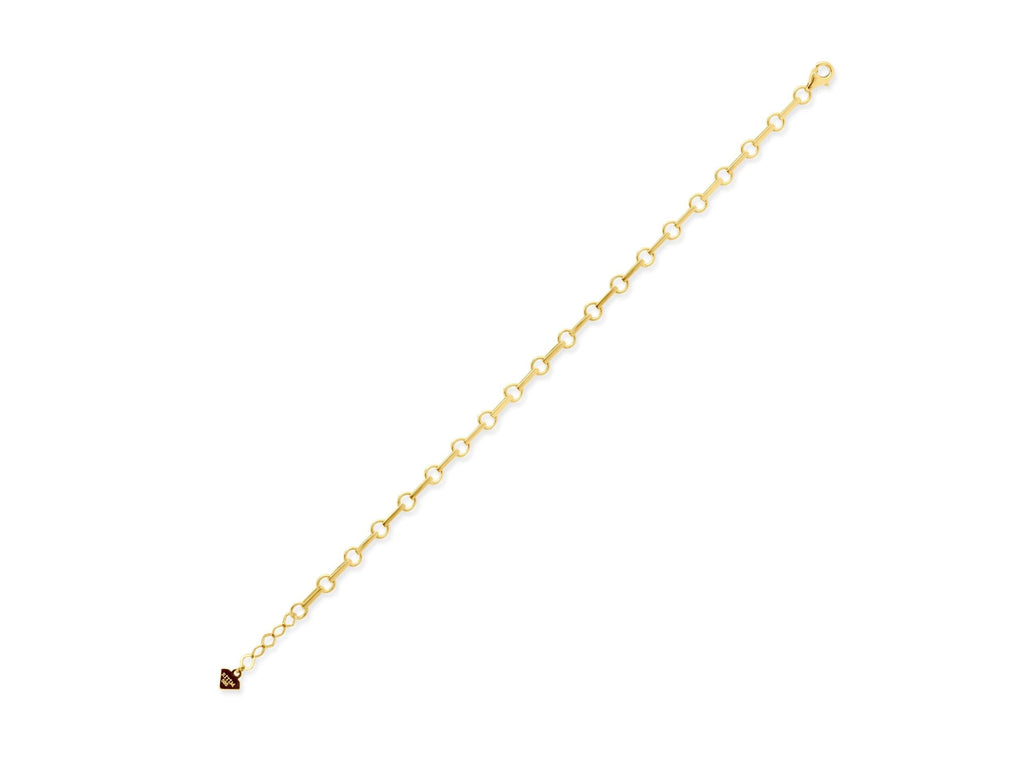 14K Solid Gold Circle Link Bracelet – Minimalist Round Chain Real Gold Jewelry
