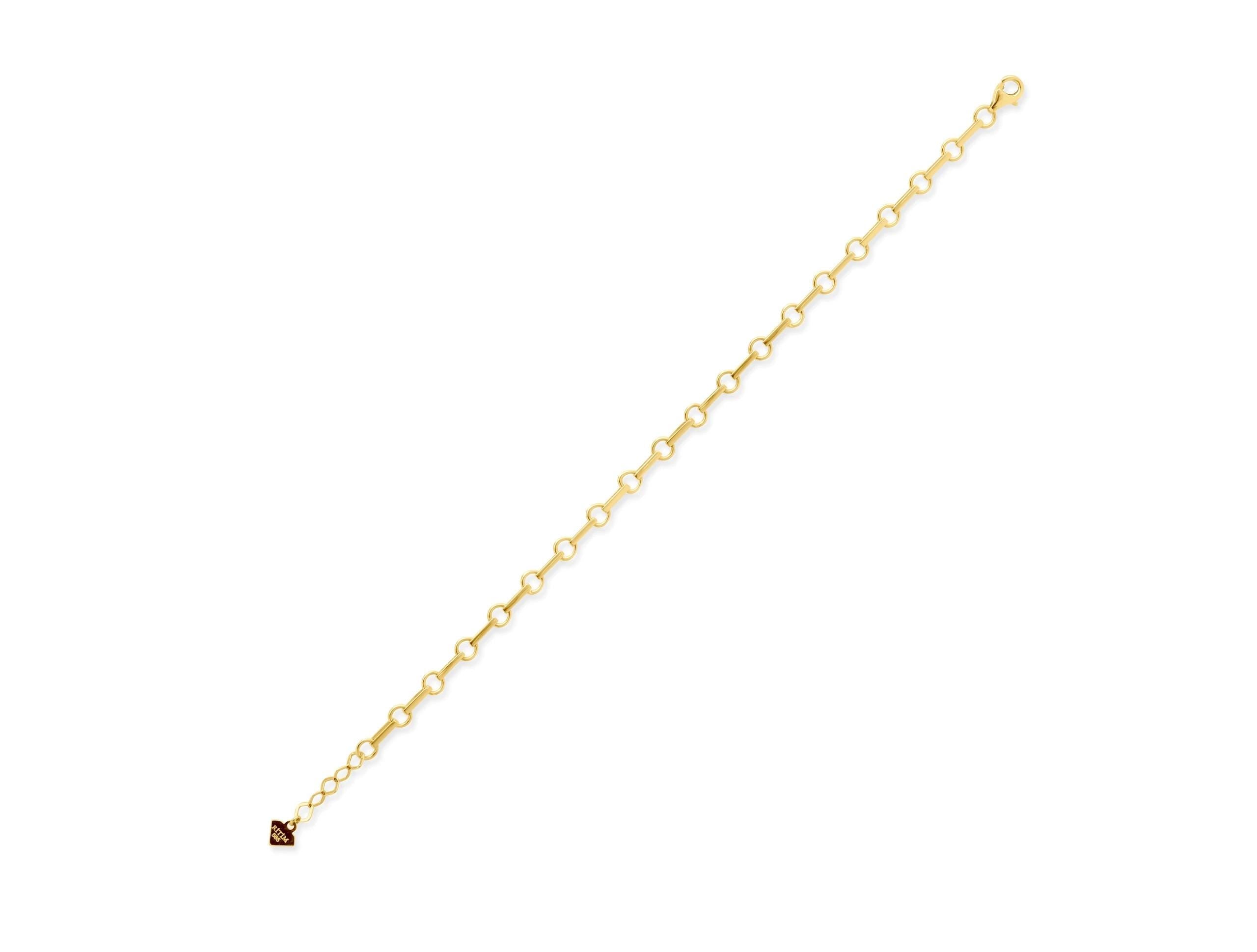 14K Solid Gold Circle Link Bracelet – Minimalist Round Chain Real Gold Jewelry
