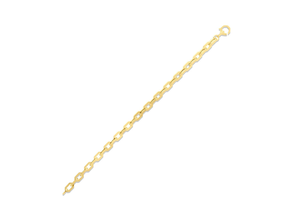 14K Solid Gold Bold Link Bracelet – Rectangular Chain Real Gold Jewelry