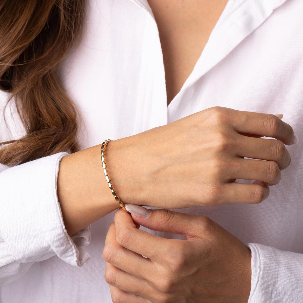 14K Solid Gold Oval Link Bracelet – Elegant Real Gold Jewelry
