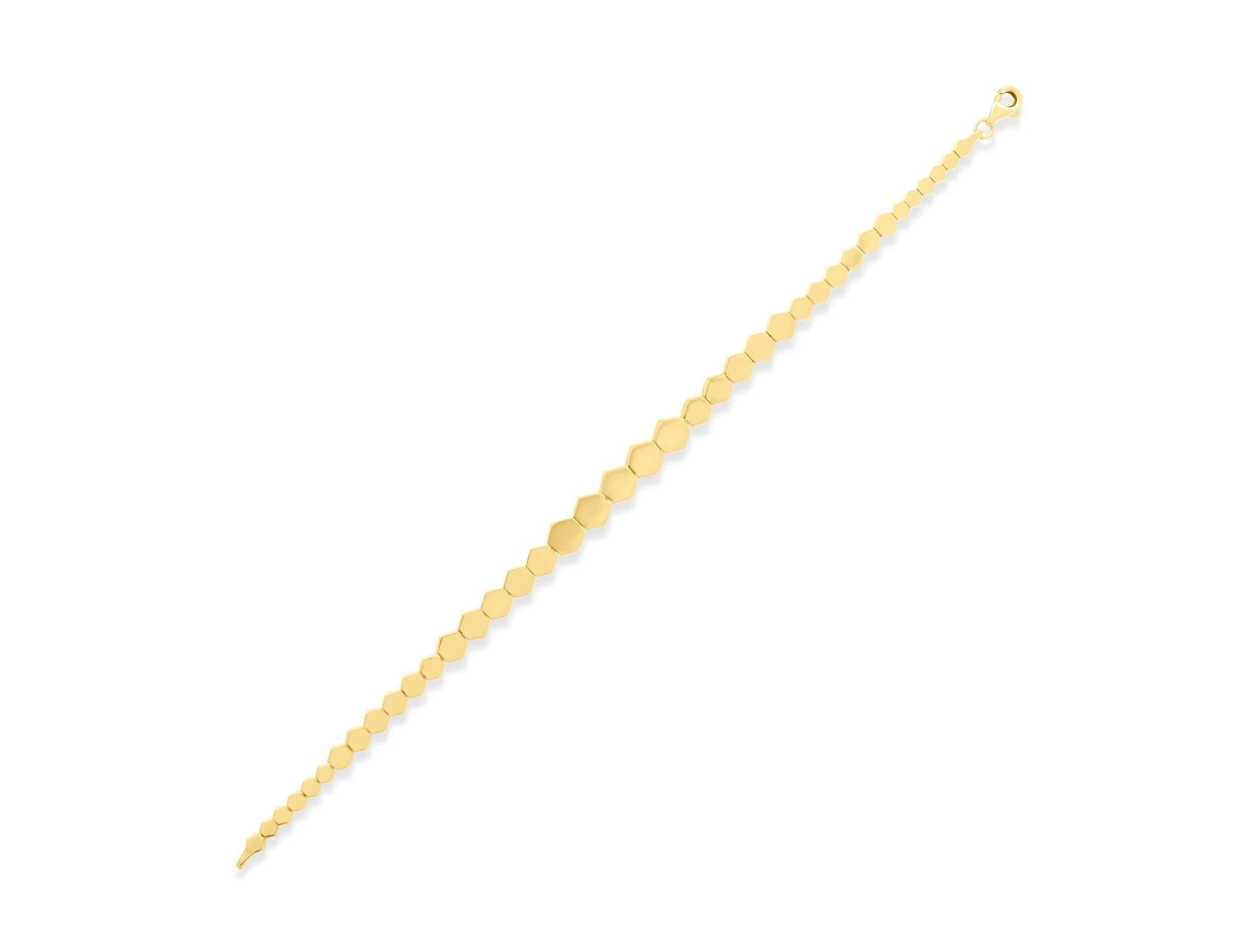 14K Solid Gold Hexagon Bracelet - Real Gold Geometric Chain Jewelry