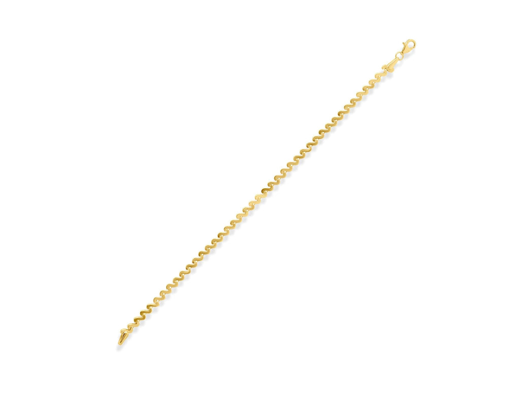 14K Solid Gold Wavy Bracelet - Minimalist Gold Chain Jewelry