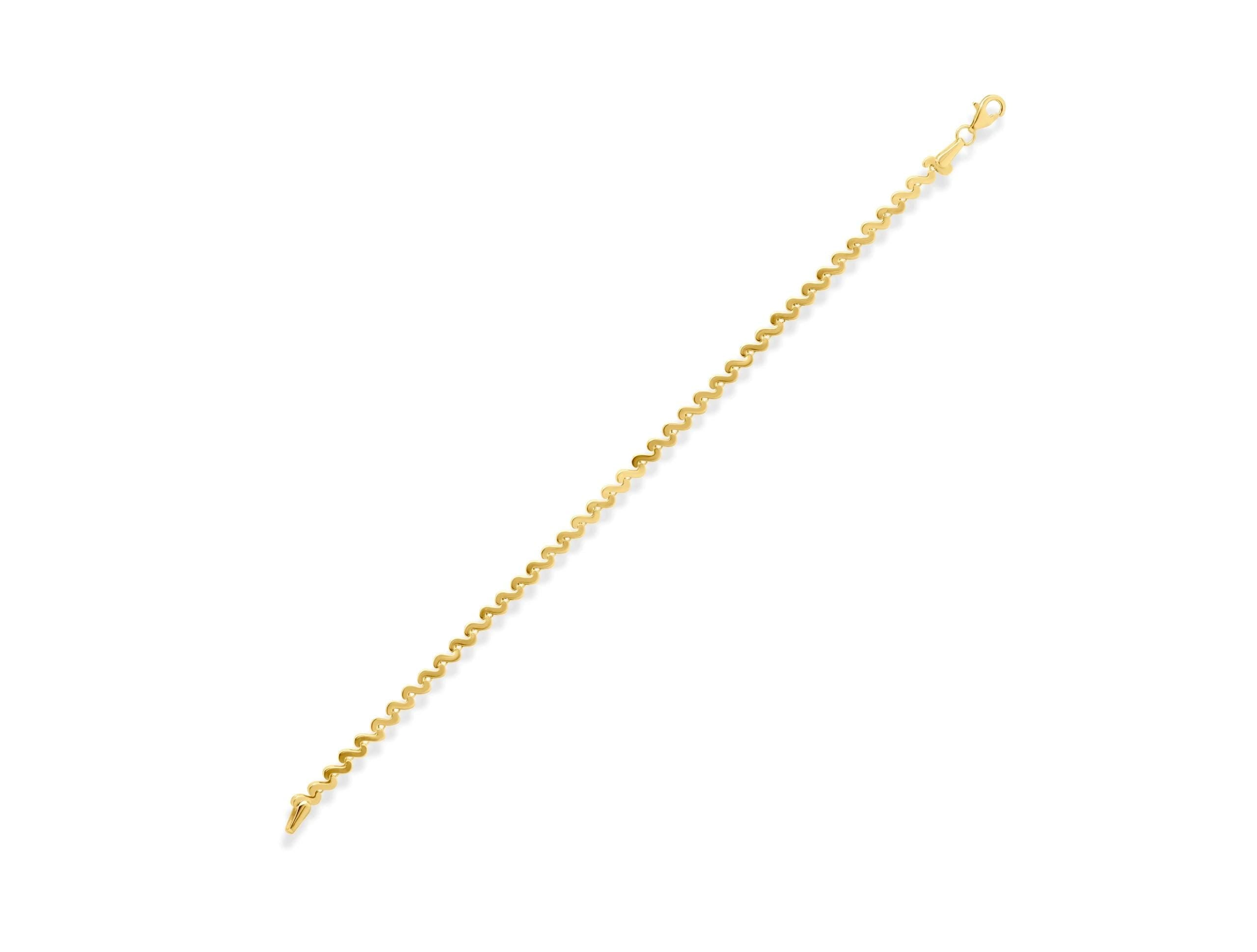 14K Solid Gold Wavy Bracelet - Minimalist Gold Chain Jewelry