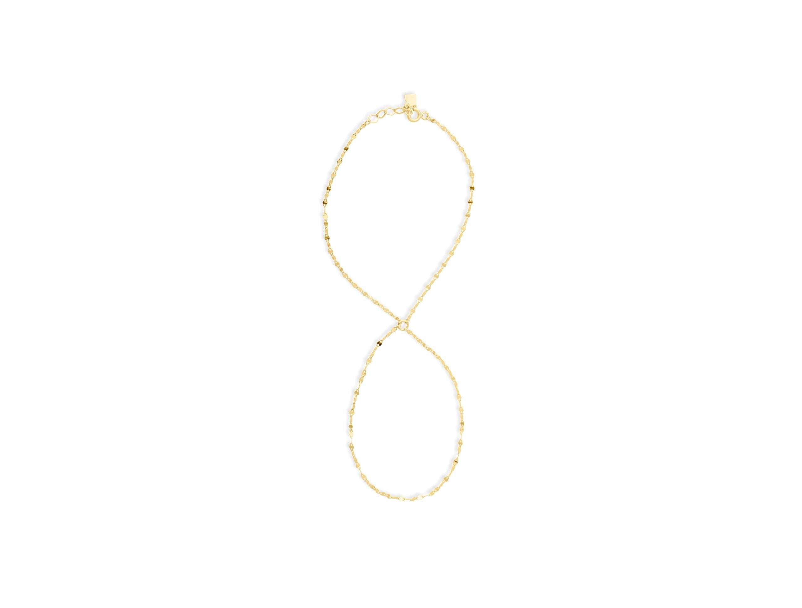 14K Solid Gold Hand Chain Bracelet, Dainty Slave Bracelet, Real Gold Jewelry for Women, Minimalist Fine Gold Gift