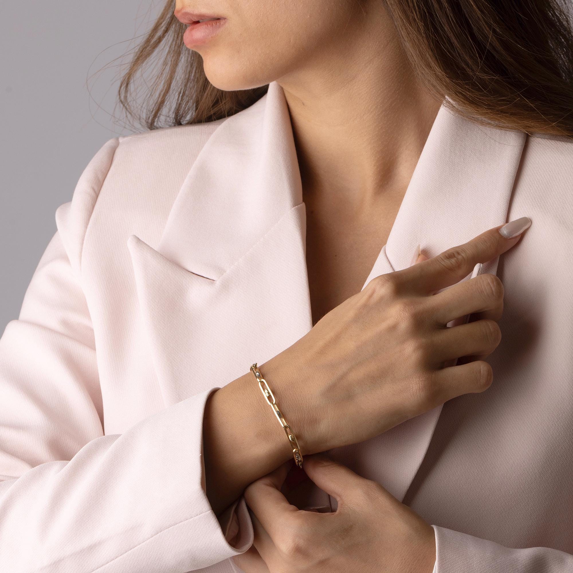 14K Solid Gold Link Chain Bracelet –  Minimalist Everyday Bracelet