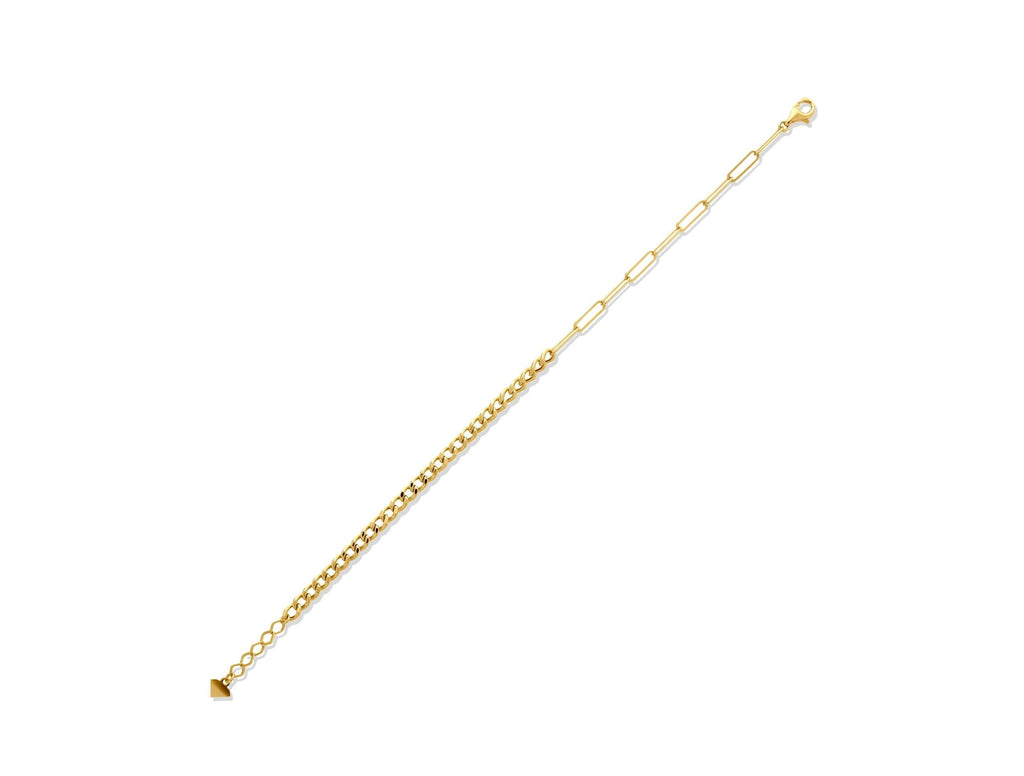 14K Solid Gold Chain Bracelet - Real Gold Modern Link Bracelet