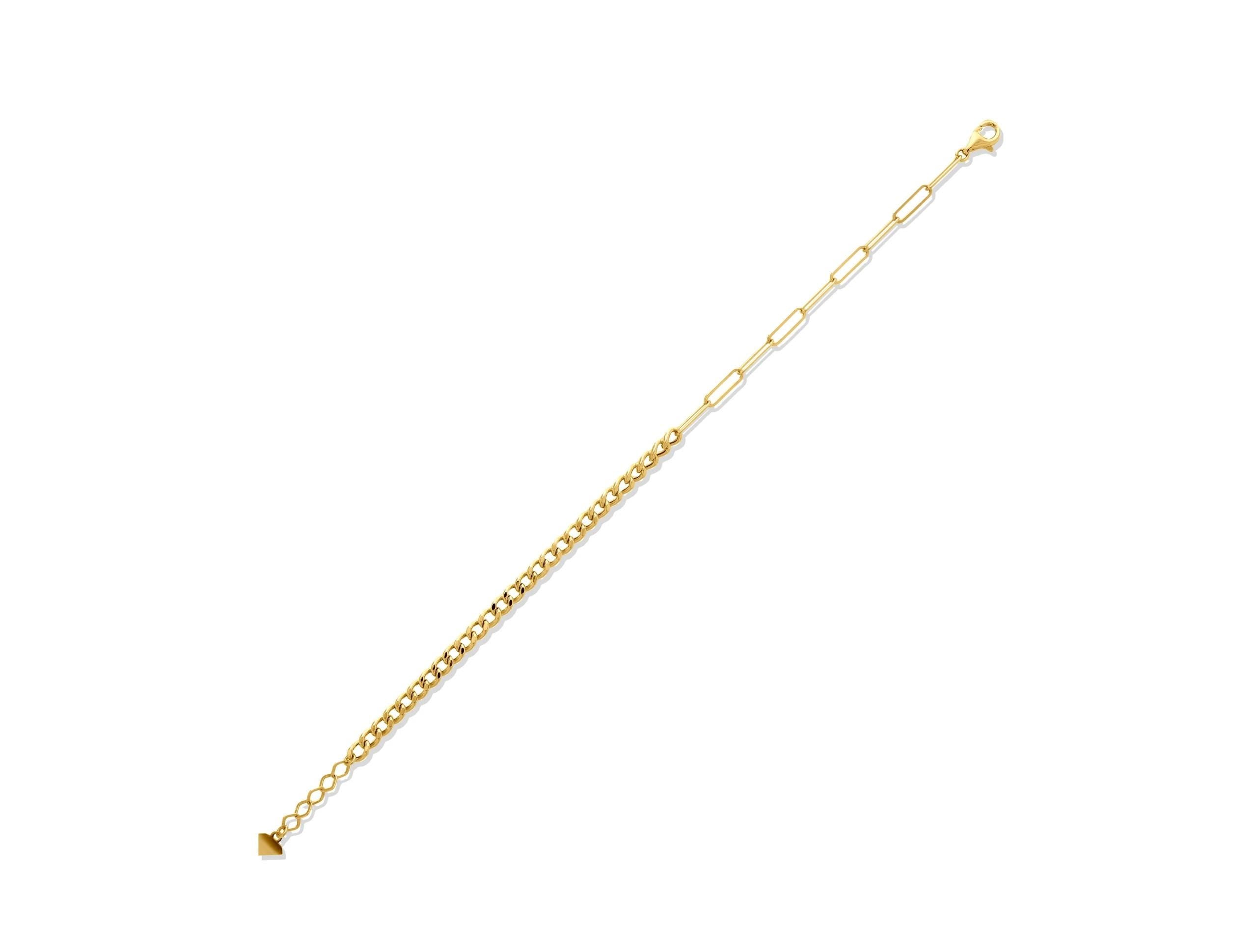 14K Solid Gold Chain Bracelet - Real Gold Modern Link Bracelet