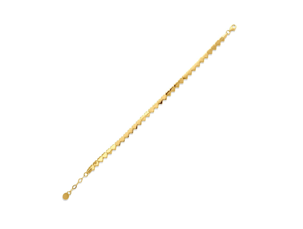 14K Solid Gold Heart Chain Bracelet – Dainty Real Gold Jewelry with Linked Hearts