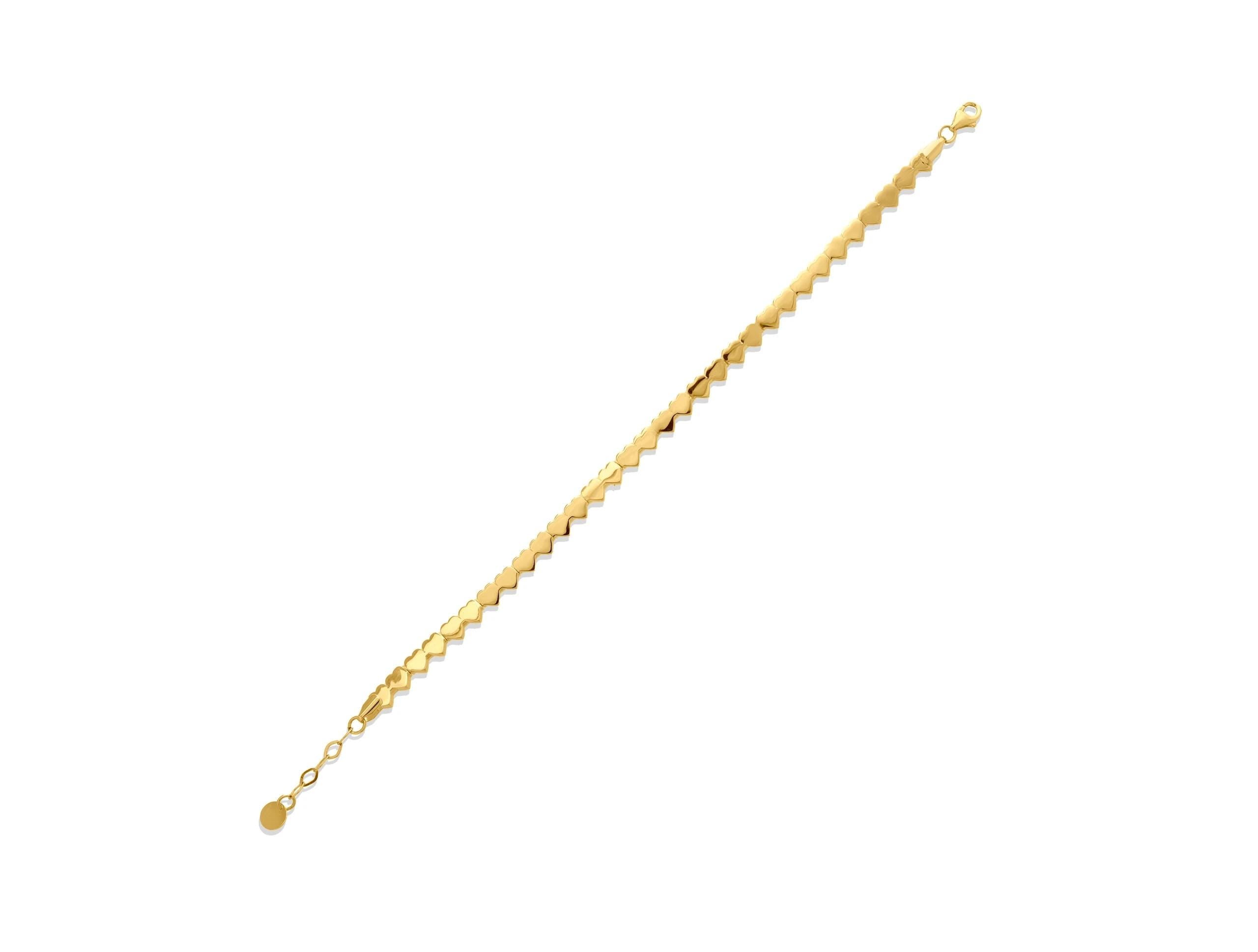 14K Solid Gold Heart Chain Bracelet – Dainty Real Gold Jewelry with Linked Hearts