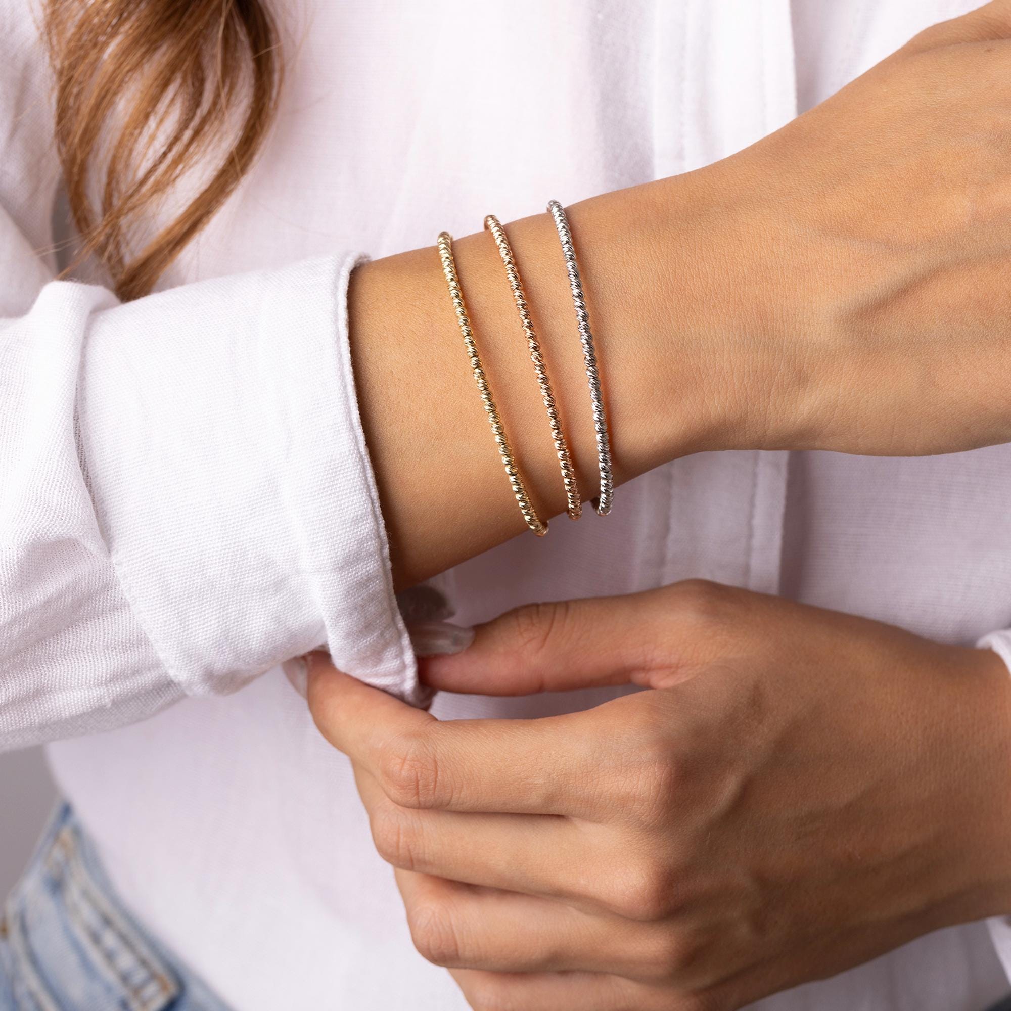 14K Solid White Gold Diamond Tennis Bracelet – Elegant Real Gold Jewelry