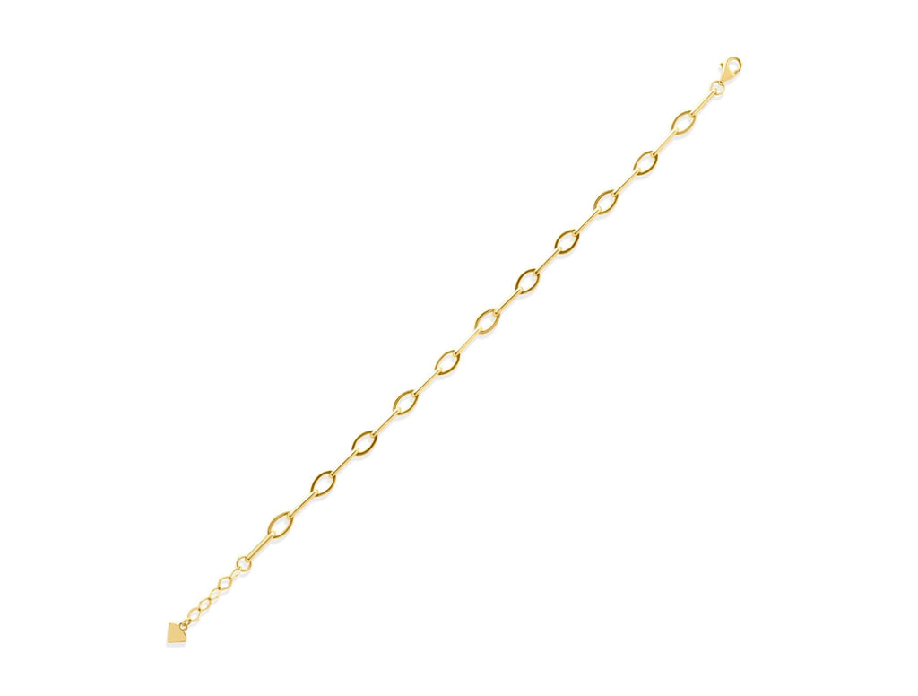 14K Solid Gold Chain Bracelet - Gold Paperclip Bracelet