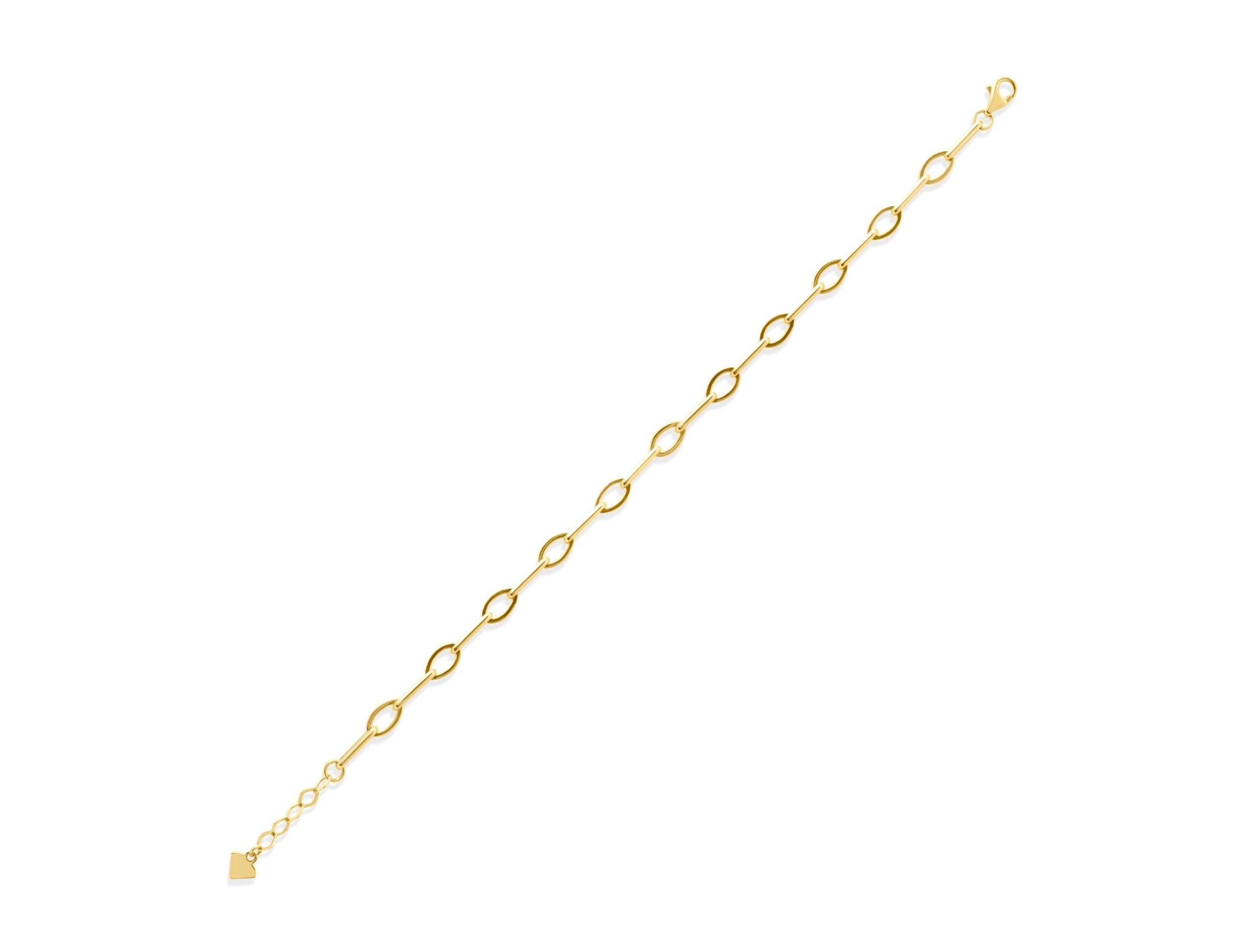 14K Solid Gold Chain Bracelet - Gold Paperclip Bracelet