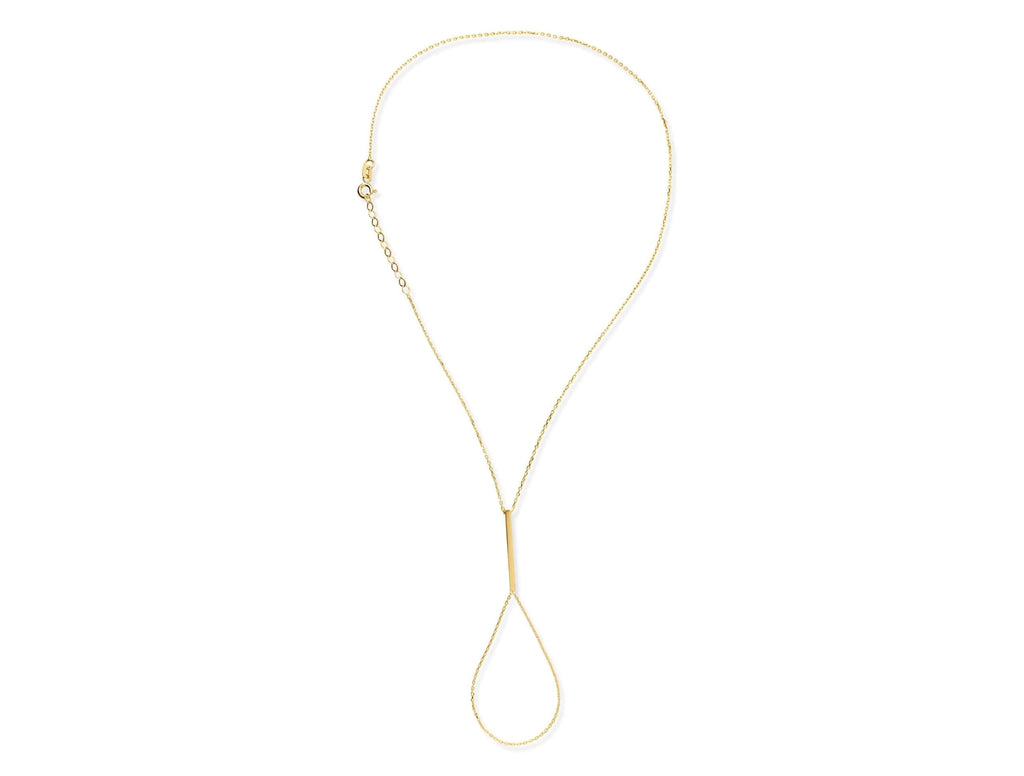 14K Solid Gold Hand Chain Bracelet - Real Gold Bar Bracelet